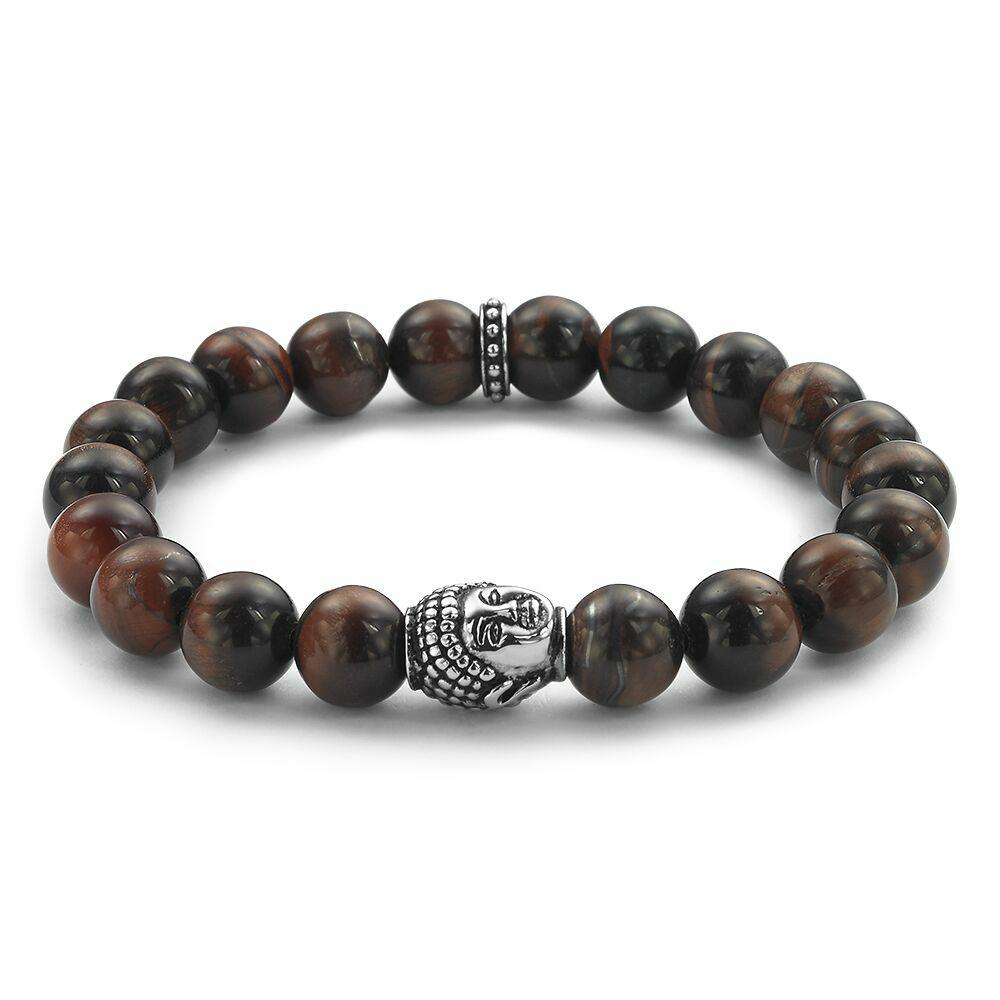 Bracelets | 10 Mm Red Tiger Eye Natural Stone Bracelet, Buddha Motif Bracelets Bracelets