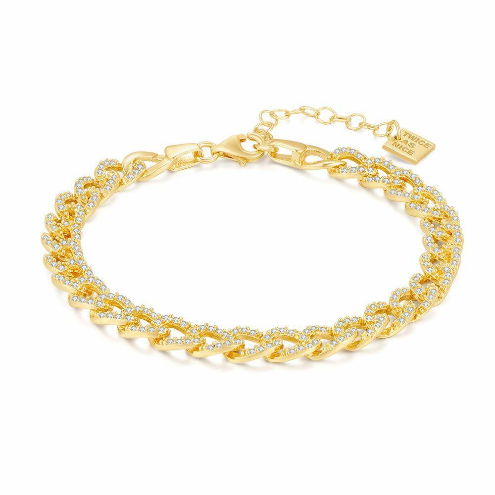 Bracelets | 18Ct Gold Plated Bracelet, Gourmet With Zirconia Bracelets Bracelets