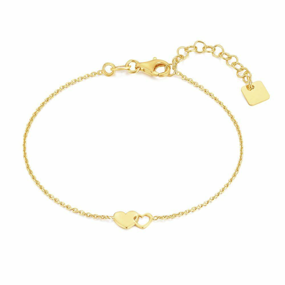 Bracelets | 18Ct Gold Plated Silver Bracelet, 2 Hearts Bracelets Bracelets