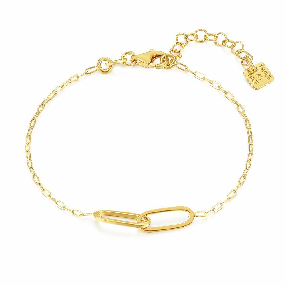 Bracelets | 18Ct Gold Plated Silver Bracelet, 2 Oval Links Bracelets Bracelets