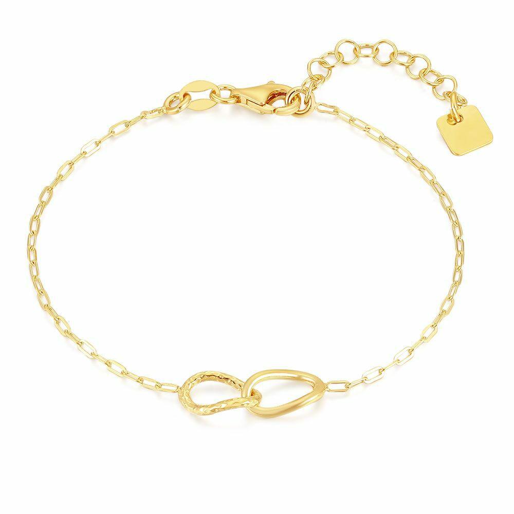 Bracelets | 18Ct Gold Plated Silver Bracelet, 2 Ovals, 1 Hammered Bracelets Bracelets