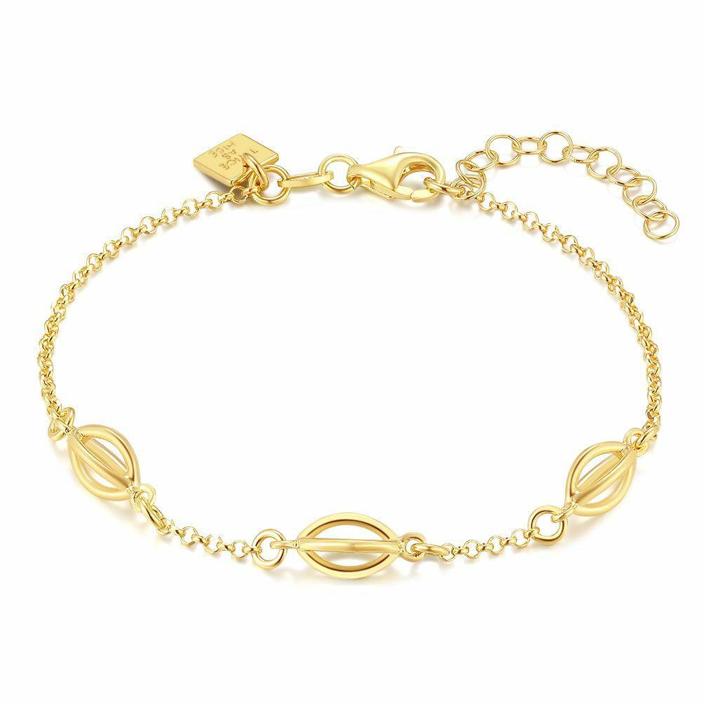 Bracelets | 18Ct Gold Plated Silver Bracelet, 3 Open Ellipses Bracelets Bracelets