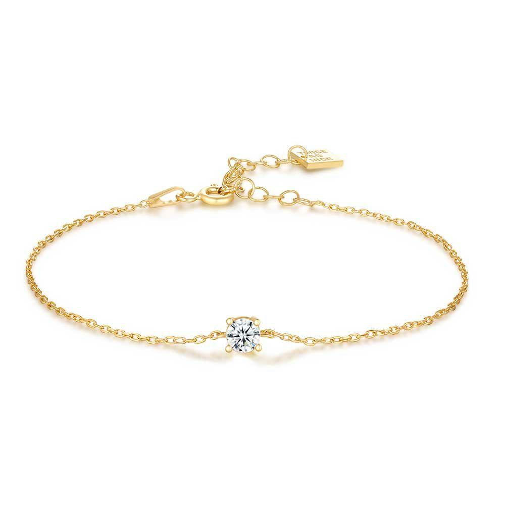 Bracelets | 18Ct Gold Plated Silver Bracelet, 4 Mm Zirconia Bracelets Bracelets