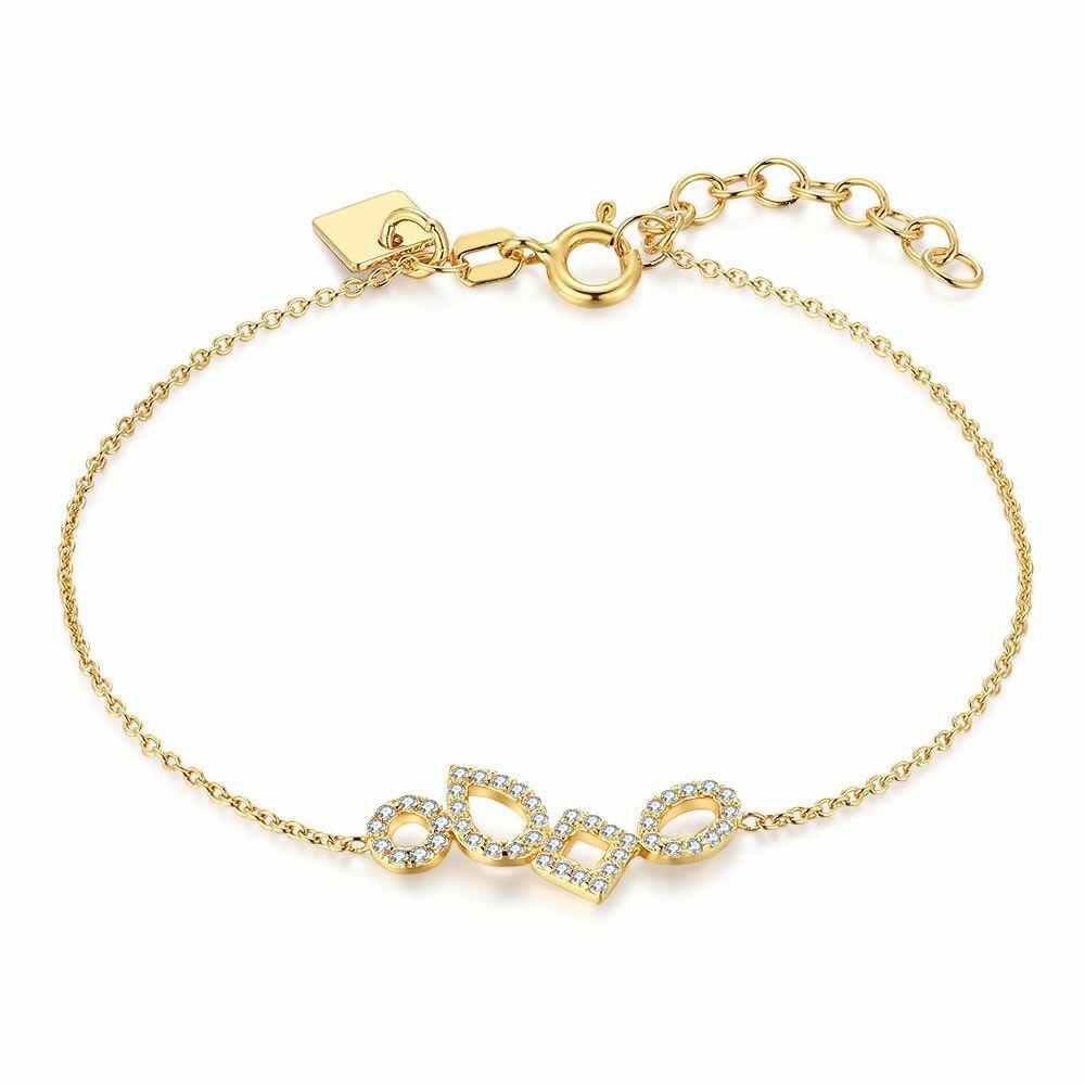 Bracelets | 18Ct Gold Plated Silver Bracelet, 4 Shapes, Stones Bracelets Bracelets