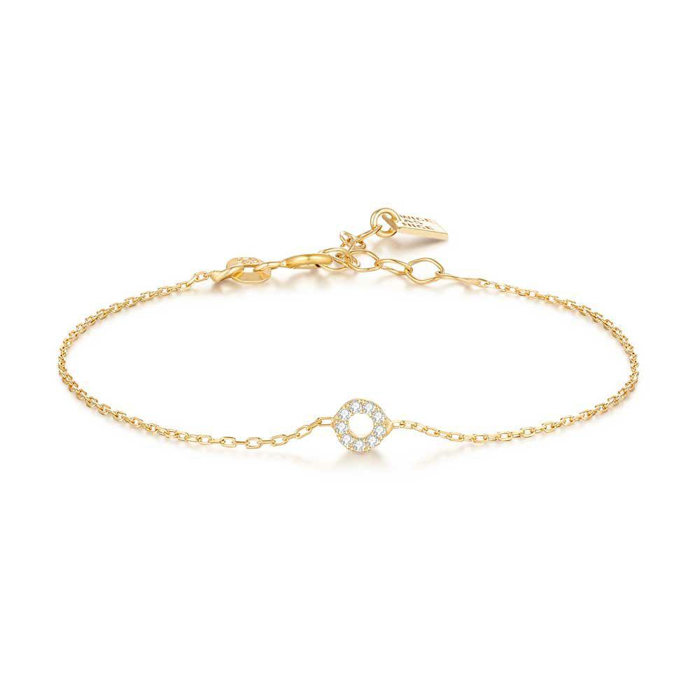 Bracelets | 18Ct Gold Plated Silver Bracelet, 5 Mm Circle, White Zirconia Bracelets Bracelets