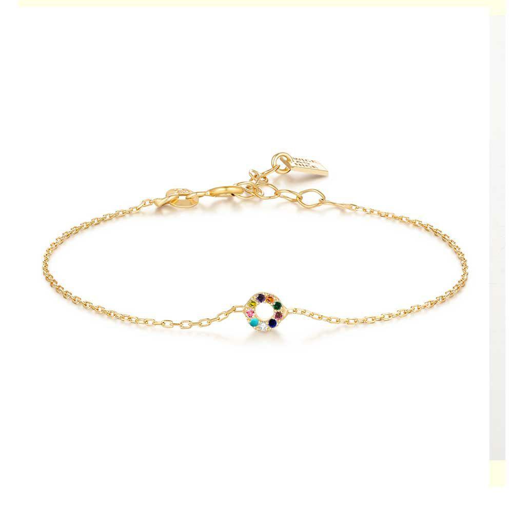 Bracelets | 18Ct Gold Plated Silver Bracelet, 5Mm Multicolored Circle Bracelets Bracelets