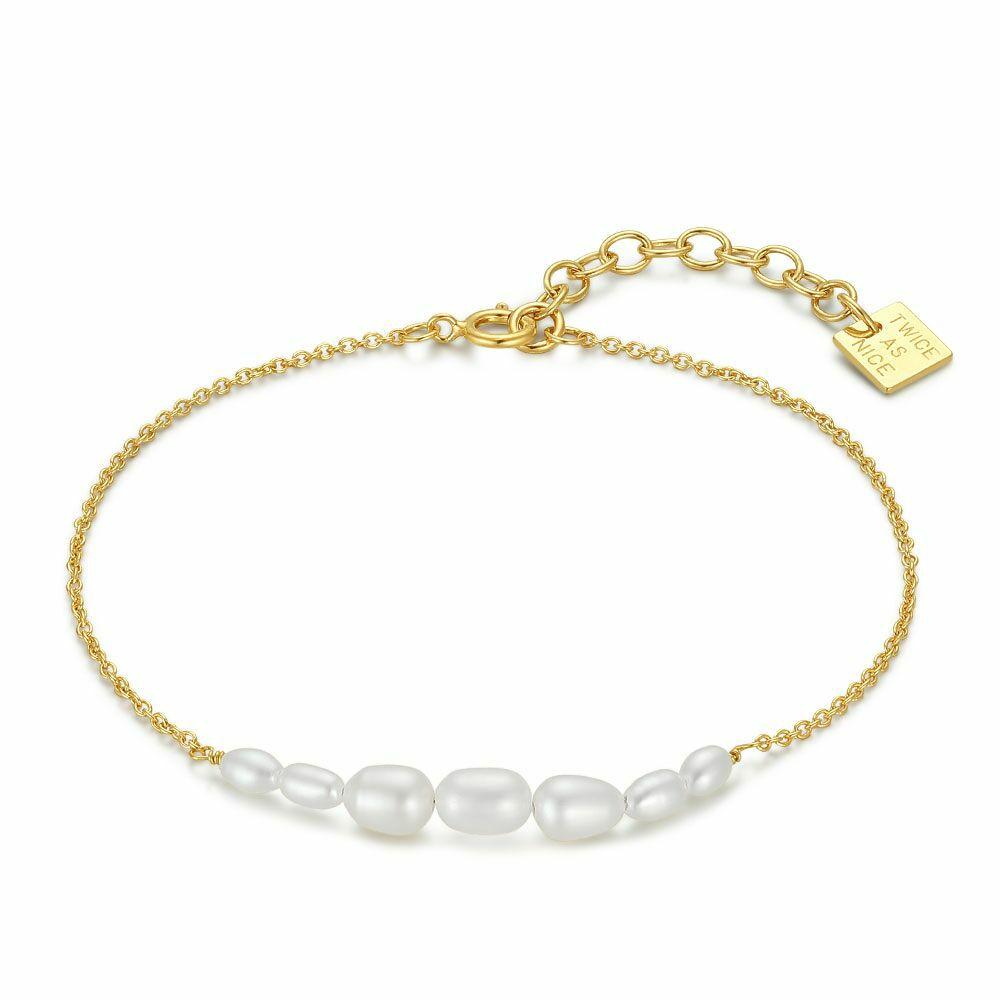 Bracelets | 18Ct Gold Plated Silver Bracelet, 7 Pearls Bracelets Bracelets