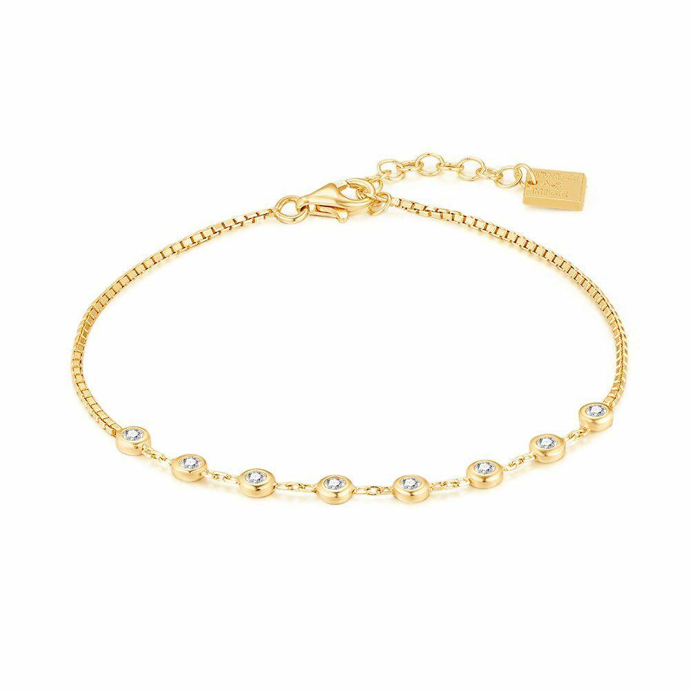 Bracelets | 18Ct Gold Plated Silver Bracelet, 8 Zirconia Bracelets Bracelets