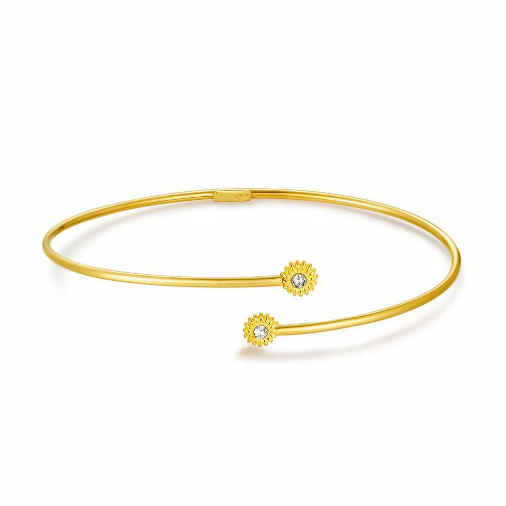 Bracelets | 18Ct Gold Plated Silver Bracelet, Bangle, Flowers Bracelets Bracelets