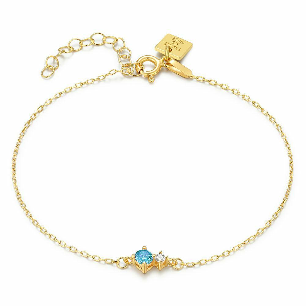 Bracelets | 18Ct Gold Plated Silver Bracelet, Blue And White Stone Bracelets Bracelets