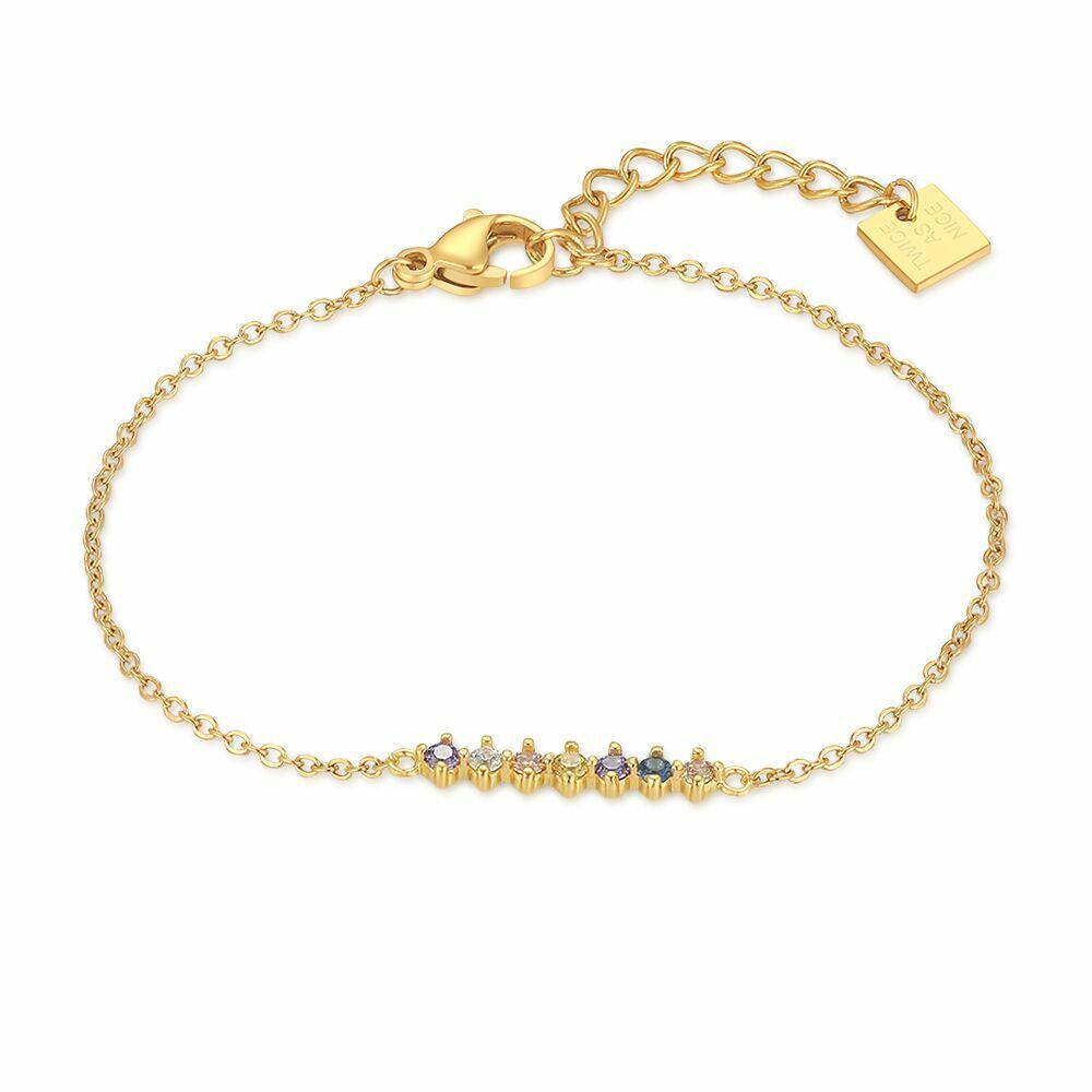 Bracelets | 18Ct Gold Plated Silver Bracelet, Colourful Stones Bracelets Bracelets