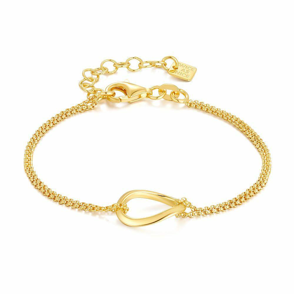 Bracelets | 18Ct Gold Plated Silver Bracelet, Double Chain, Open Oval Bracelets Bracelets