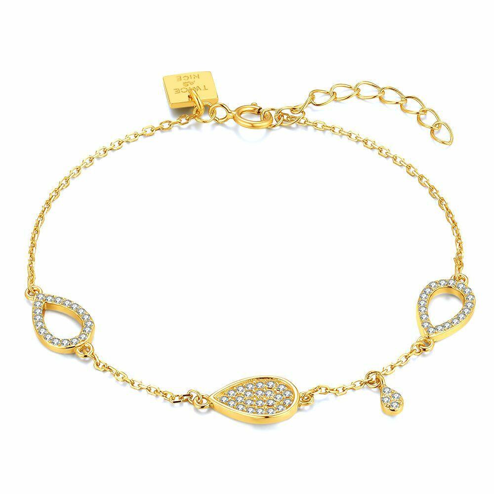 Bracelets | 18Ct Gold Plated Silver Bracelet, Drops, Zirconia Bracelets Bracelets