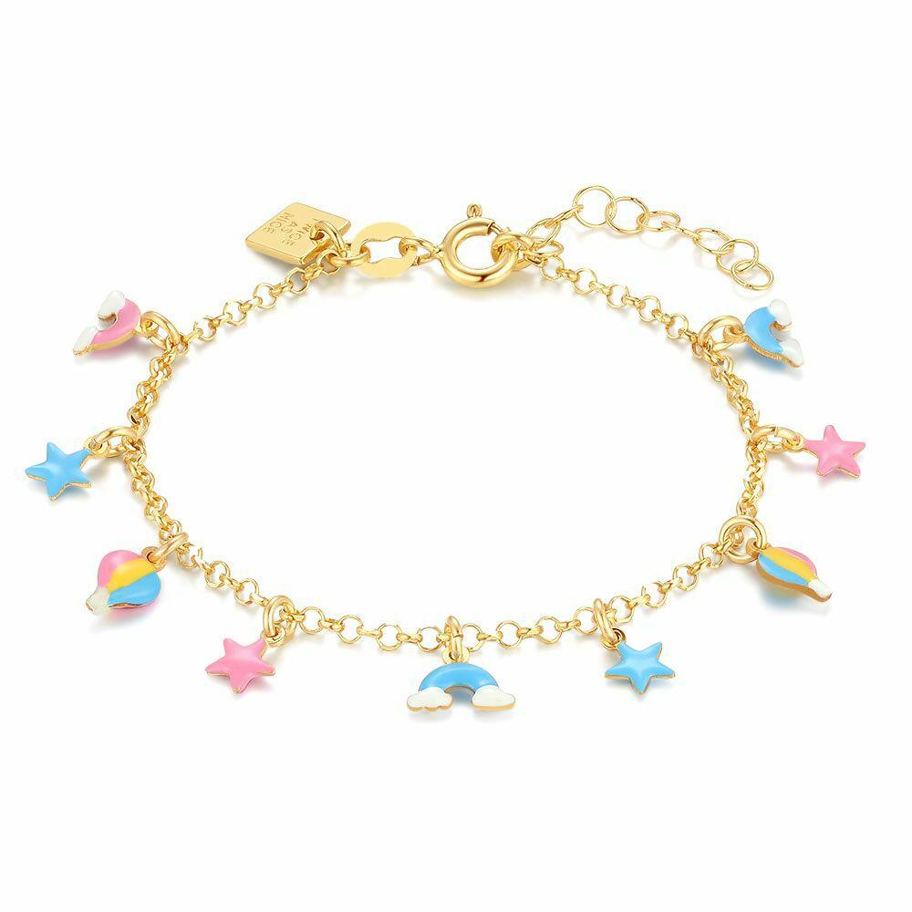 Bracelets | 18Ct Gold Plated Silver Bracelet, Enamel Pendants Bracelets Bracelets