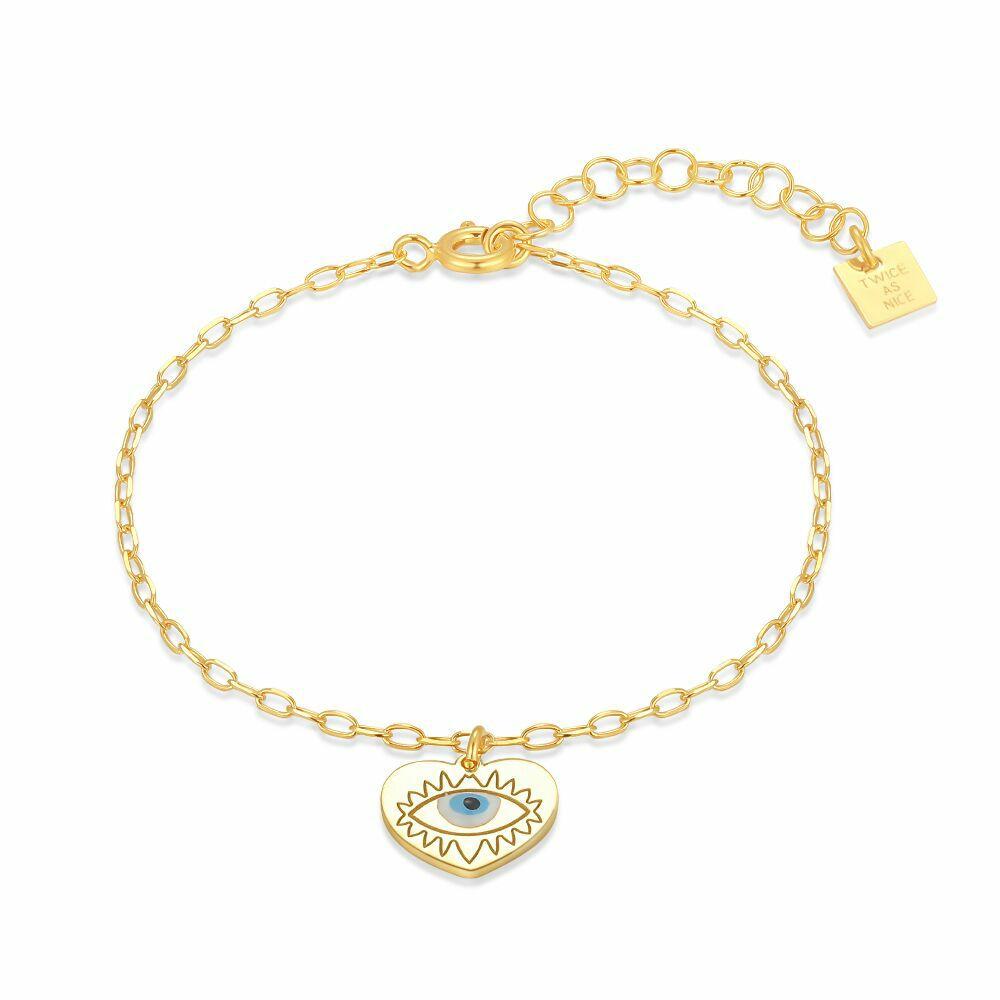 Bracelets | 18Ct Gold Plated Silver Bracelet, Eye In Heart Bracelets Bracelets