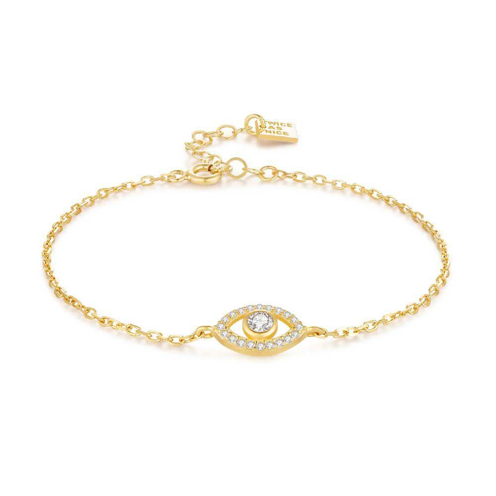 Bracelets | 18Ct Gold Plated Silver Bracelet, Eye, White Zirconia Bracelets Bracelets