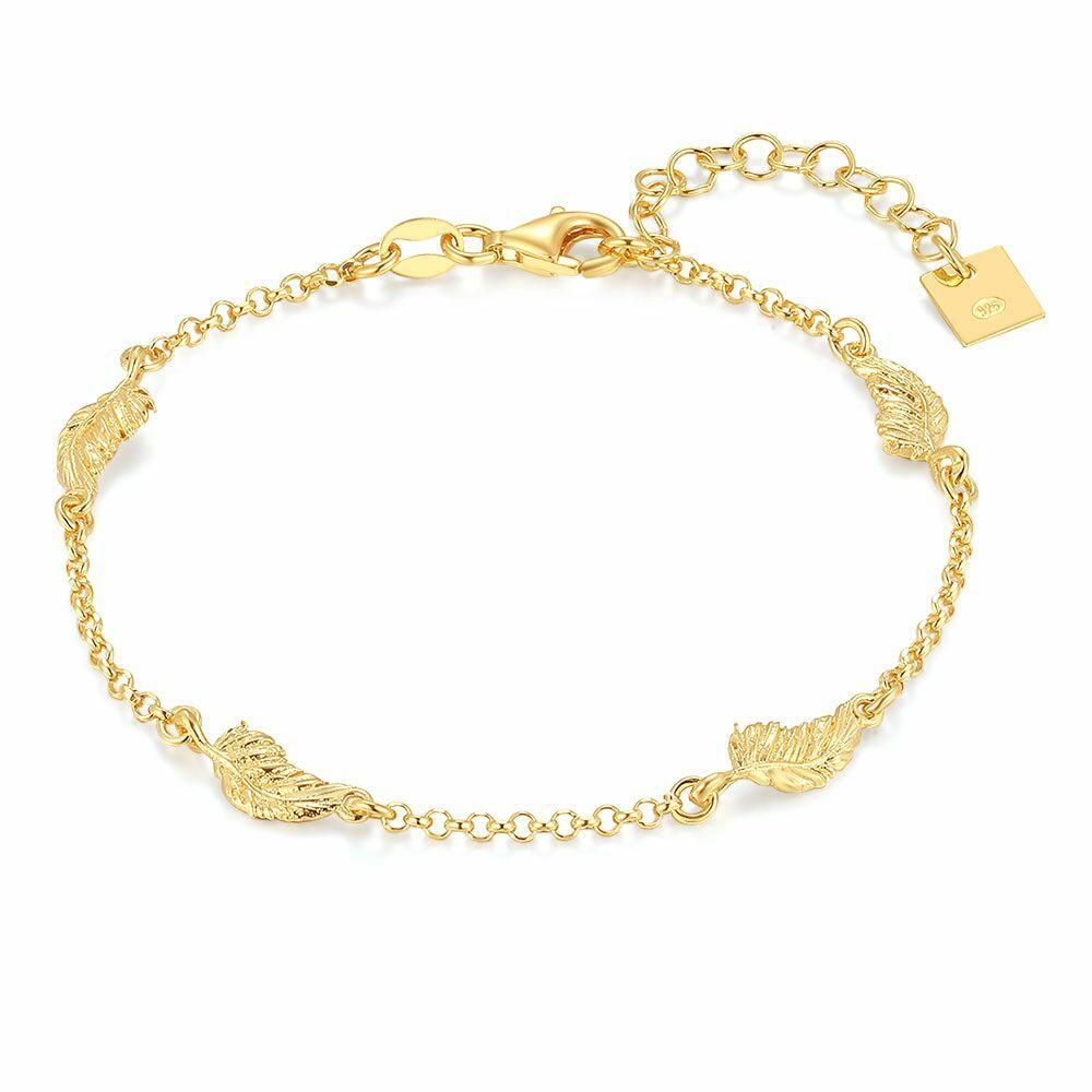 Bracelets | 18Ct Gold Plated Silver Bracelet, Feathers Bracelets Bracelets