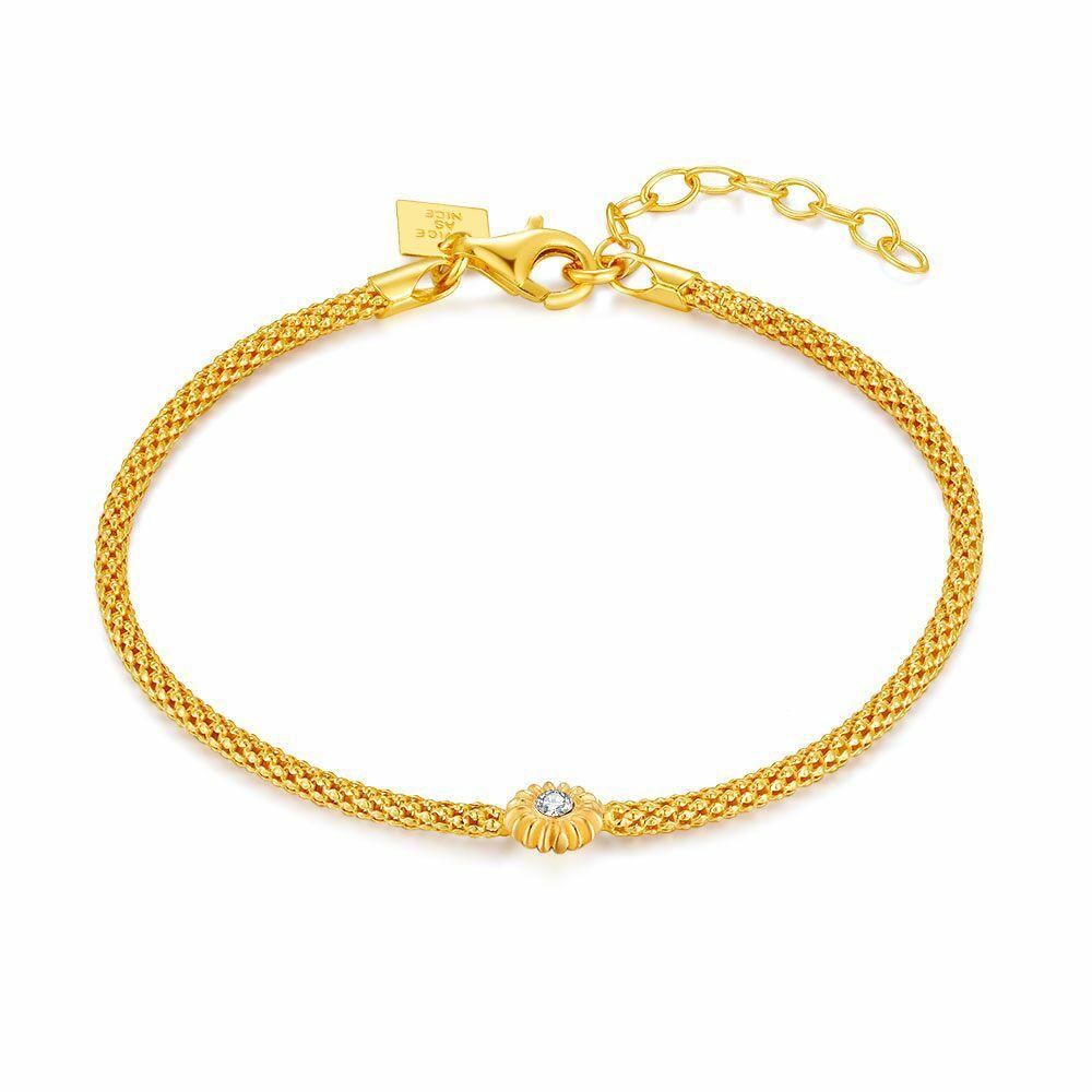 Bracelets | 18Ct Gold Plated Silver Bracelet, Flower, Crystal Bracelets Bracelets