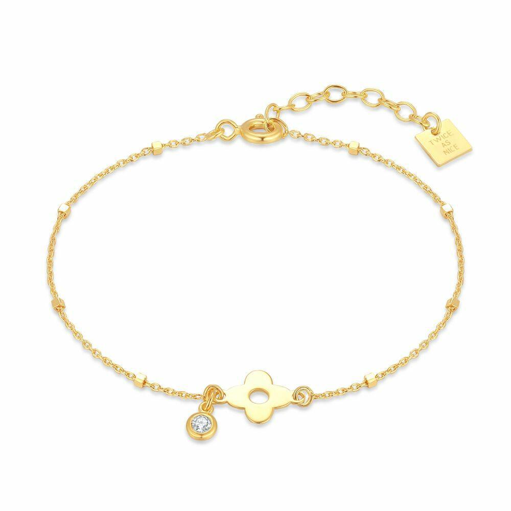 Bracelets | 18Ct Gold Plated Silver Bracelet, Flower Bracelets Bracelets