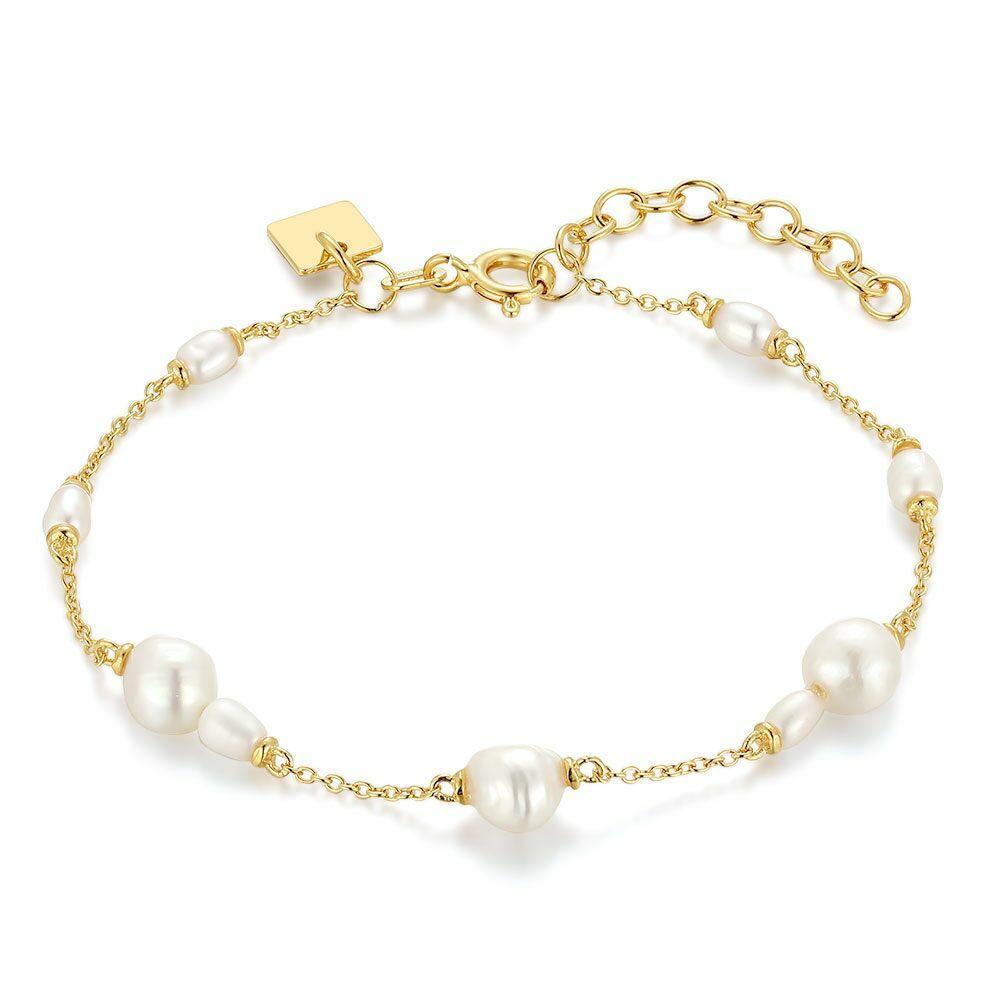 Bracelets | 18Ct Gold Plated Silver Bracelet, Fresh Water Pearls Bracelets Bracelets