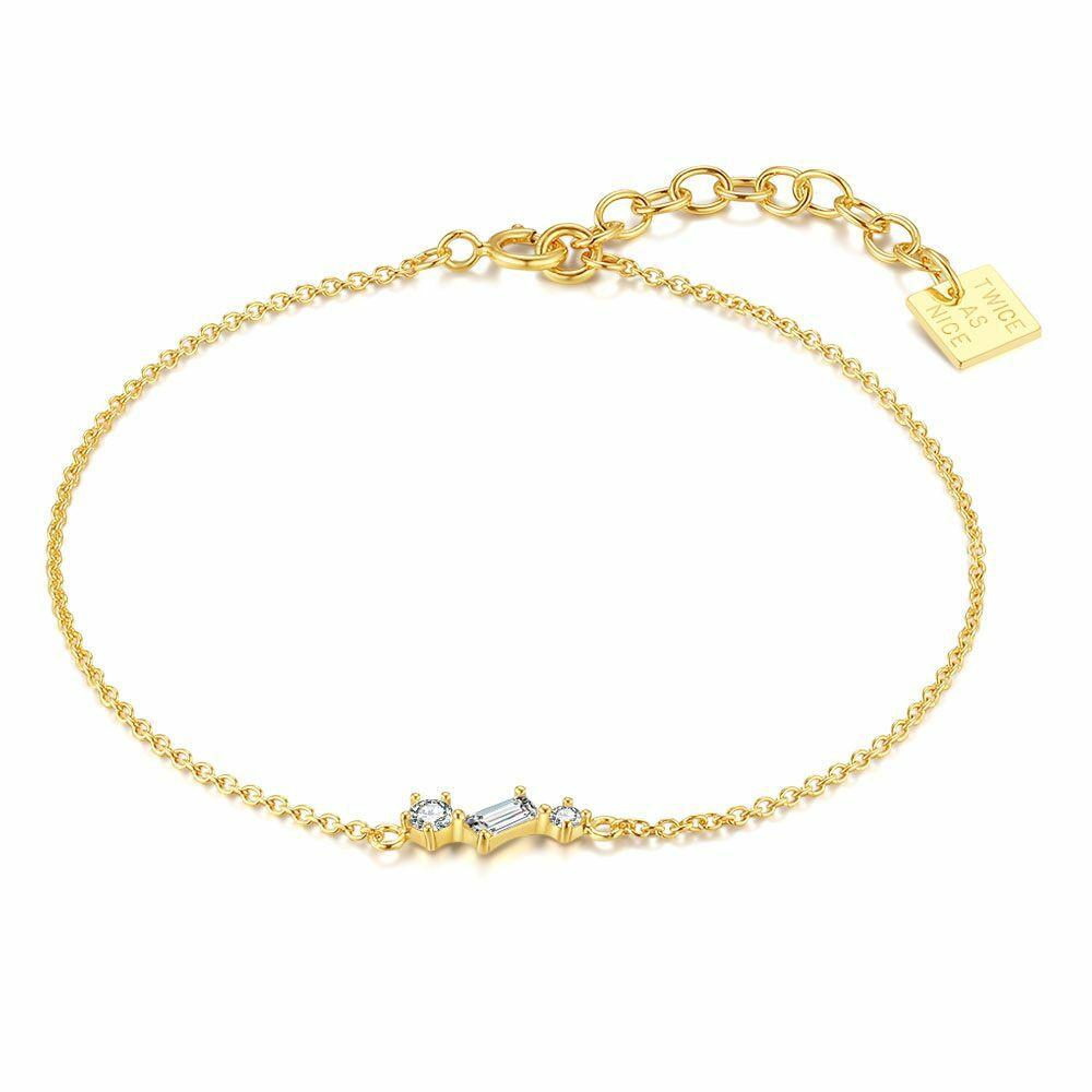 Bracelets | 18Ct Gold Plated Silver Bracelet, Geometric Stones Bracelets Bracelets