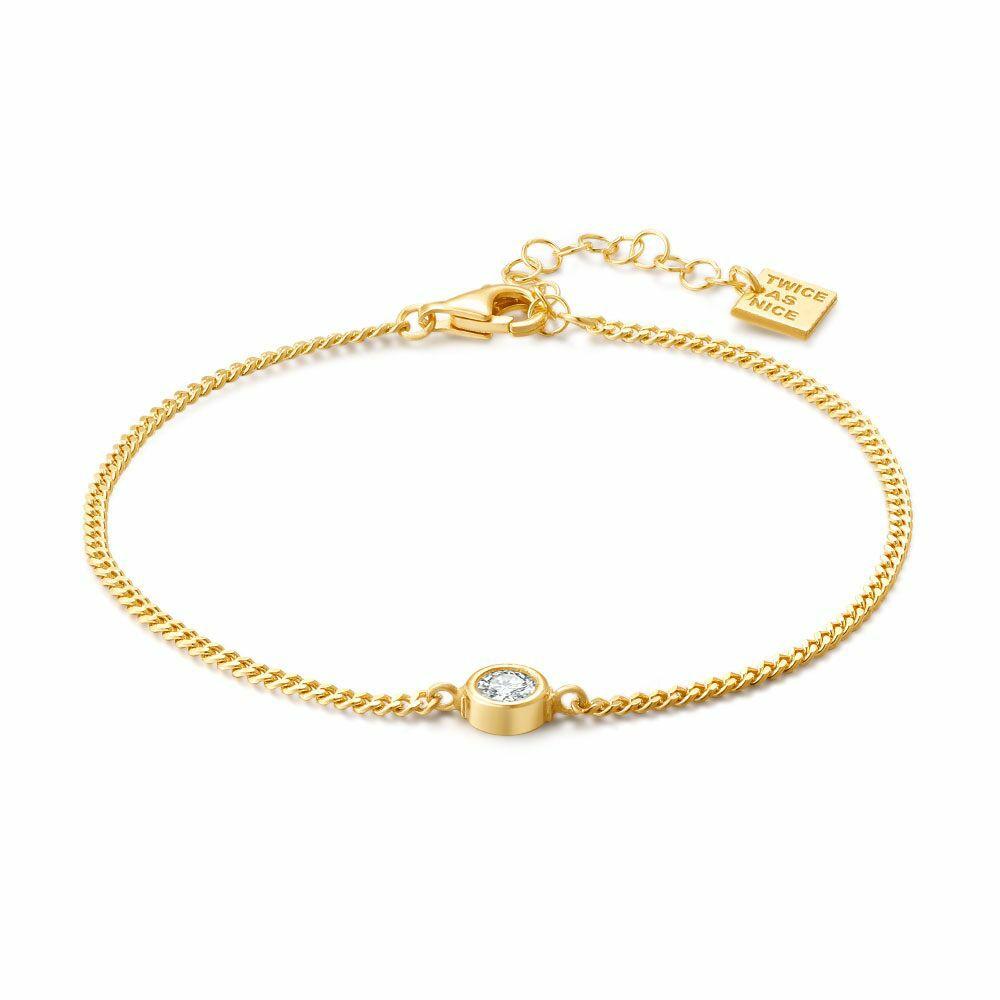 Bracelets | 18Ct Gold Plated Silver Bracelet, Gourmet, Round Zirconia Bracelets Bracelets