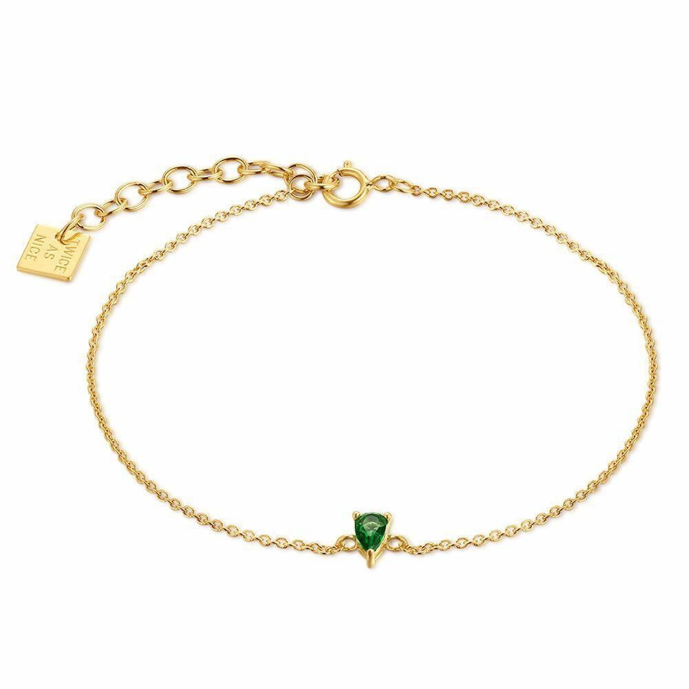 Bracelets | 18Ct Gold Plated Silver Bracelet, Green Drop Bracelets Bracelets