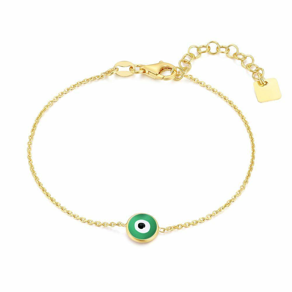 Bracelets | 18Ct Gold Plated Silver Bracelet, Green Eye Bracelets Bracelets