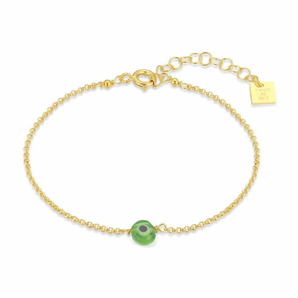 Bracelets | 18Ct Gold Plated Silver Bracelet, Green Eye Bracelets Bracelets