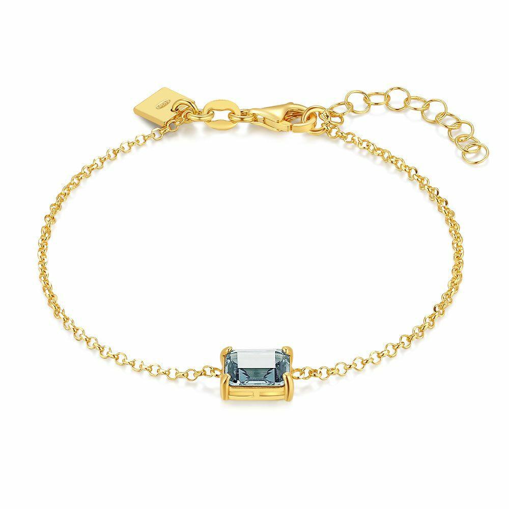 Bracelets | 18Ct Gold Plated Silver Bracelet, Grey Zirconia Bracelets Bracelets