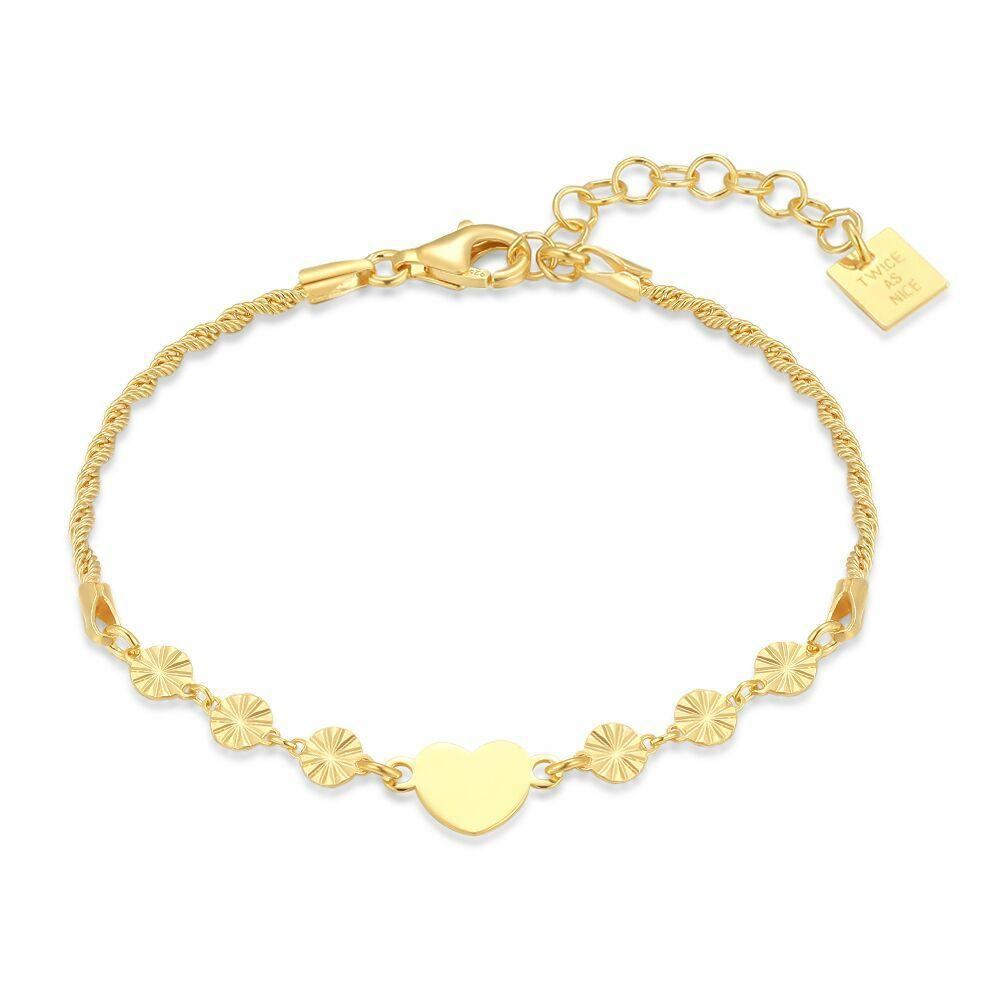 Bracelets | 18Ct Gold Plated Silver Bracelet, Heart And Rounds Bracelets Bracelets