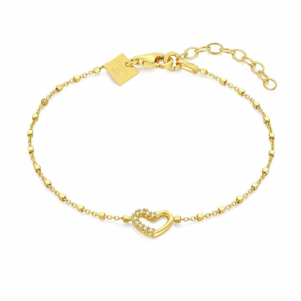 Bracelets | 18Ct Gold Plated Silver Bracelet, Heart, Stones Bracelets Bracelets