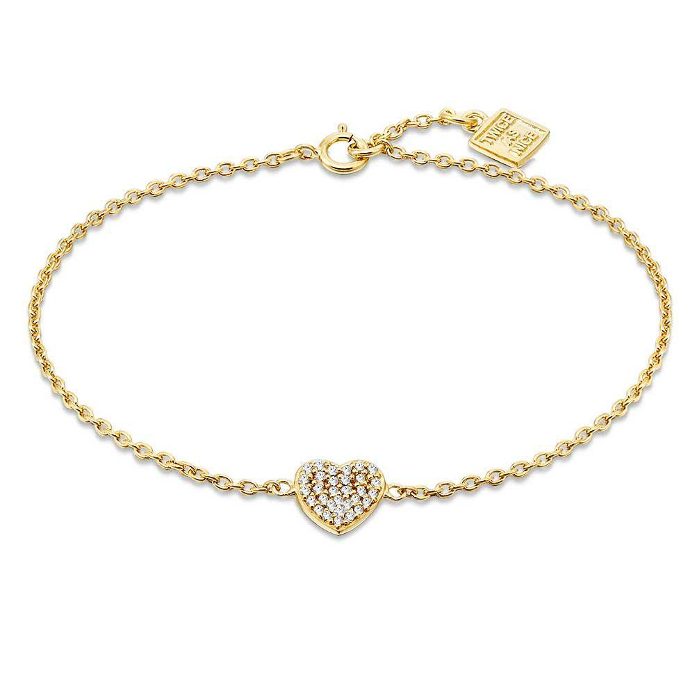 Bracelets | 18Ct Gold Plated Silver Bracelet, Heart, Stones Bracelets Bracelets