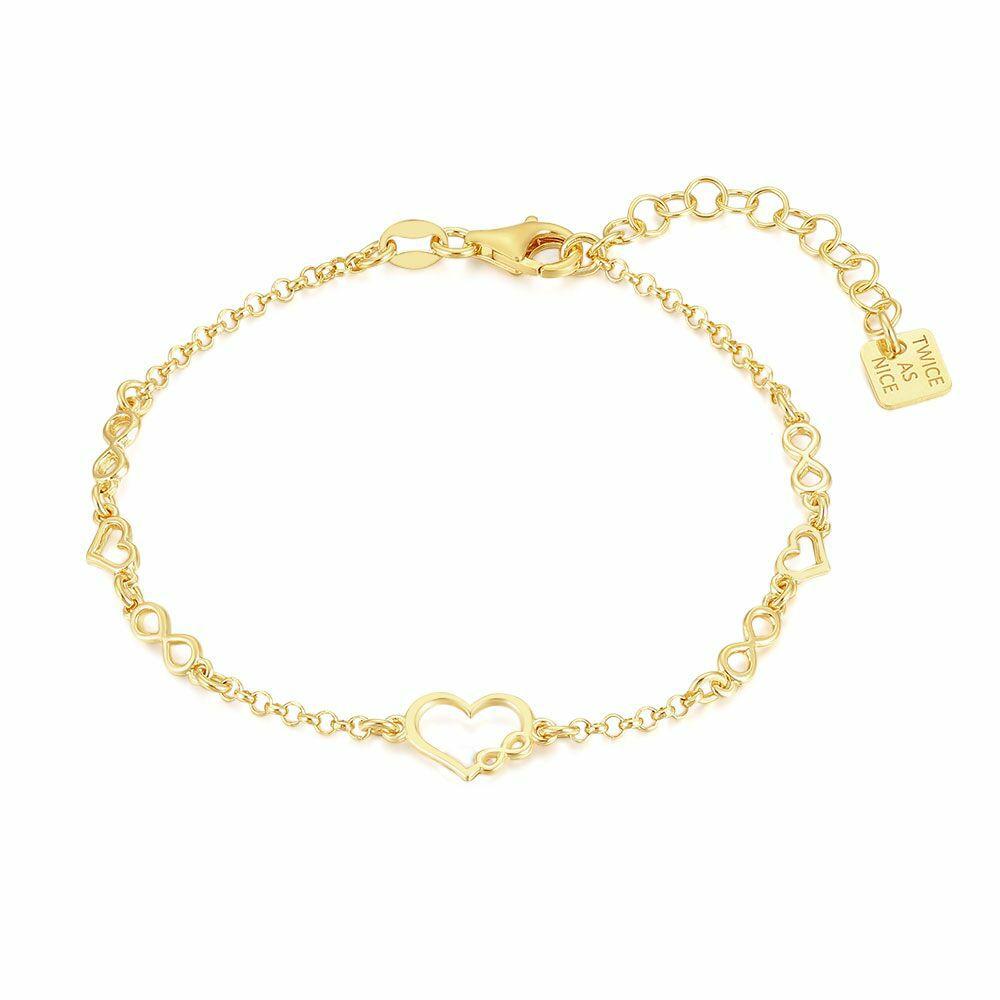 Bracelets | 18Ct Gold Plated Silver Bracelet, Hearts, Infinity Bracelets Bracelets