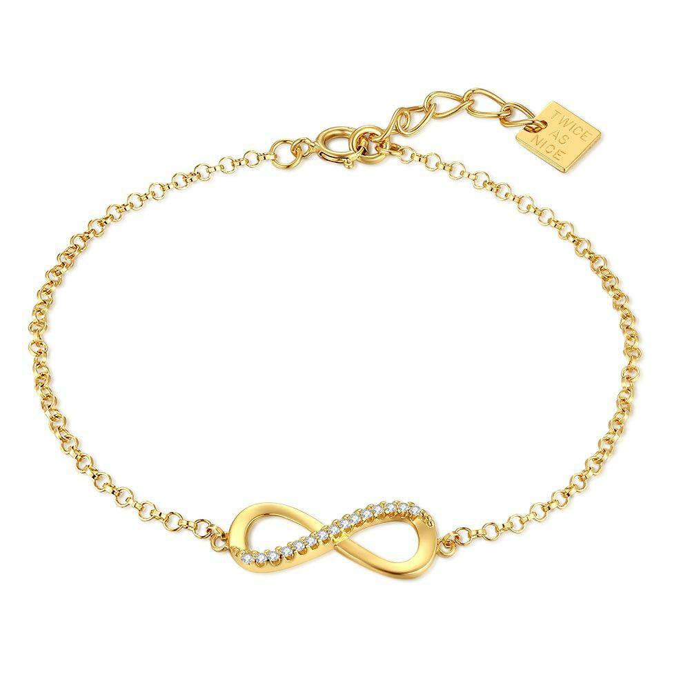 Bracelets | 18Ct Gold Plated Silver Bracelet, Infinity Sign, Zirconia Bracelets Bracelets