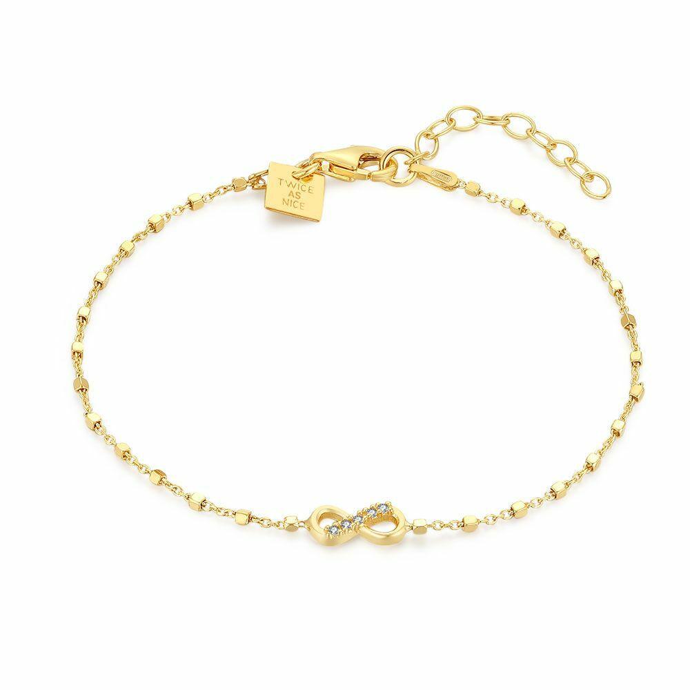 Bracelets | 18Ct Gold Plated Silver Bracelet, Infinity, Stones Bracelets Bracelets