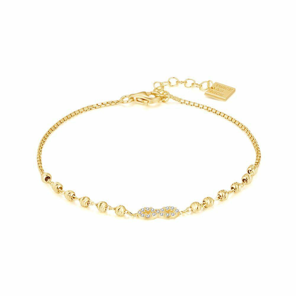 Bracelets | 18Ct Gold Plated Silver Bracelet, Infinity Zirconia, Dots Bracelets Bracelets