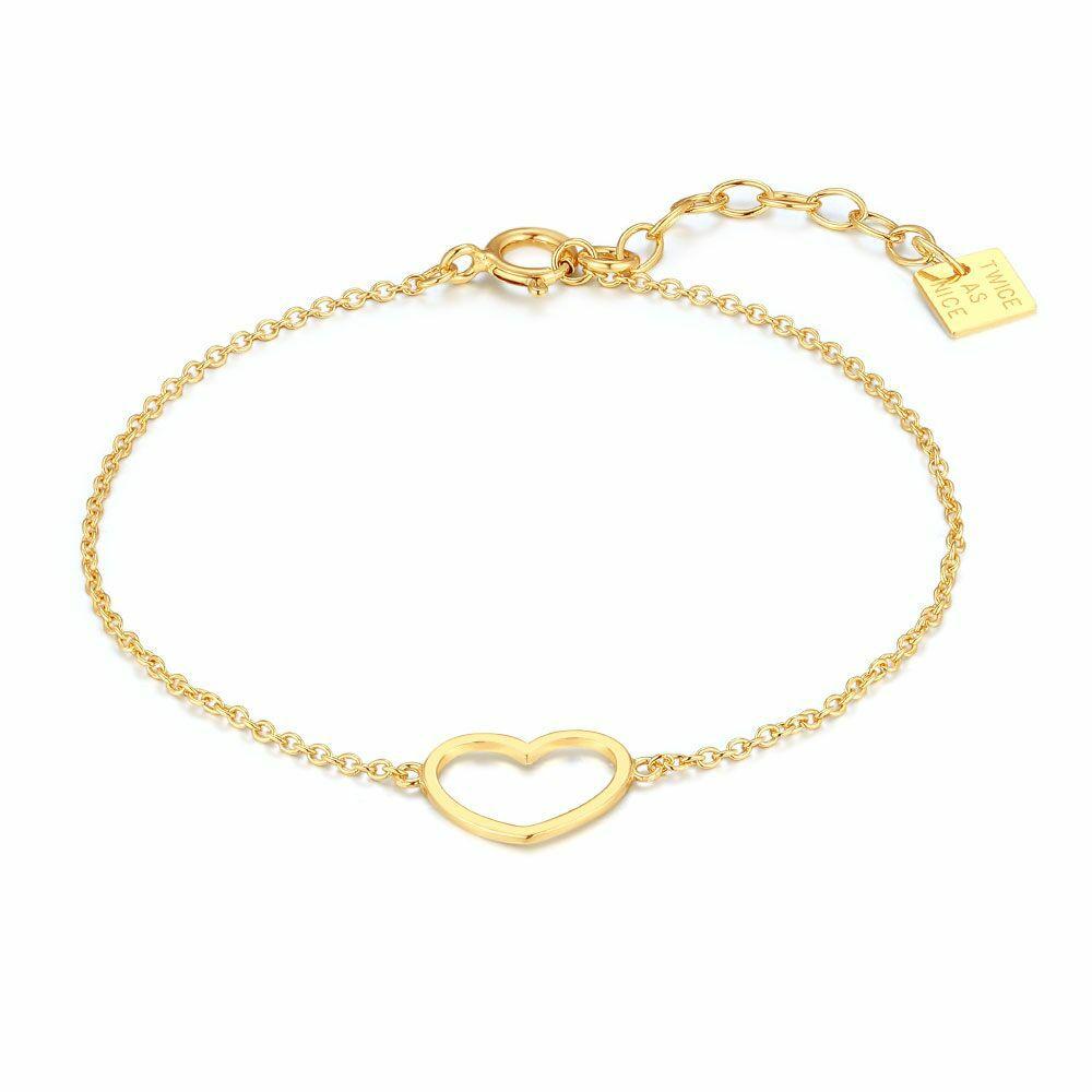 Bracelets | 18Ct Gold Plated Silver Bracelet, Open Heart Bracelets Bracelets