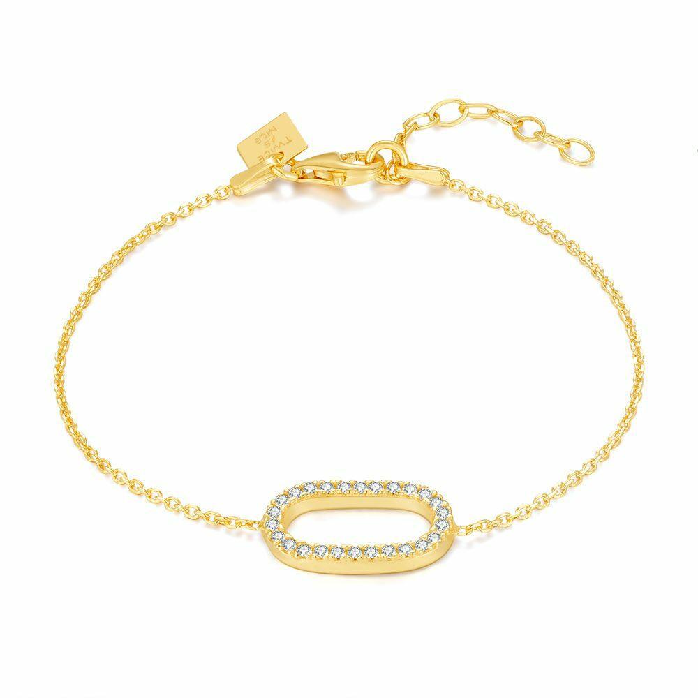 Bracelets | 18Ct Gold Plated Silver Bracelet, Oval, Stones Bracelets Bracelets