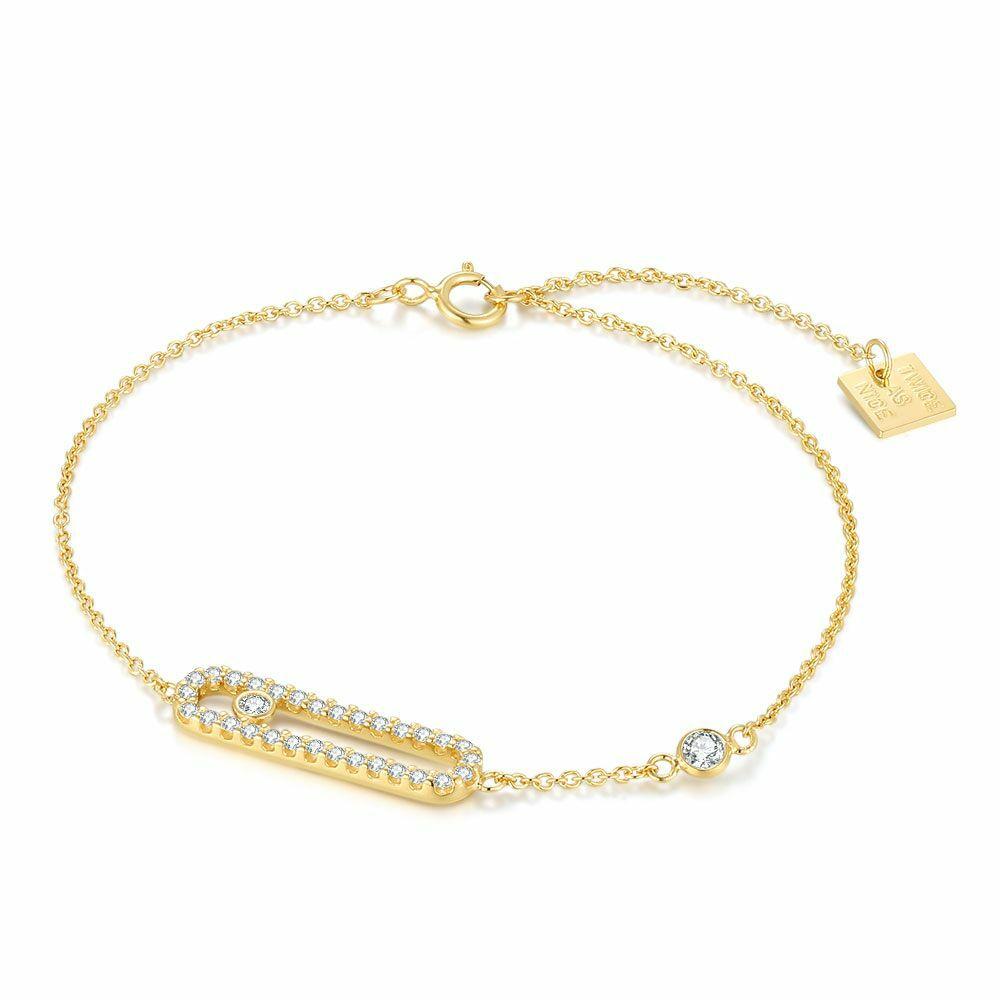 Bracelets | 18Ct Gold Plated Silver Bracelet, Oval, Stones Bracelets Bracelets