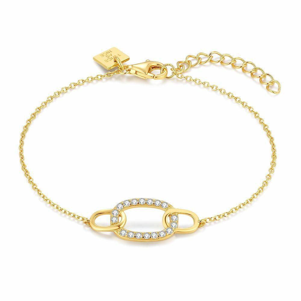 Bracelets | 18Ct Gold Plated Silver Bracelet, Oval, Zirconia Bracelets Bracelets