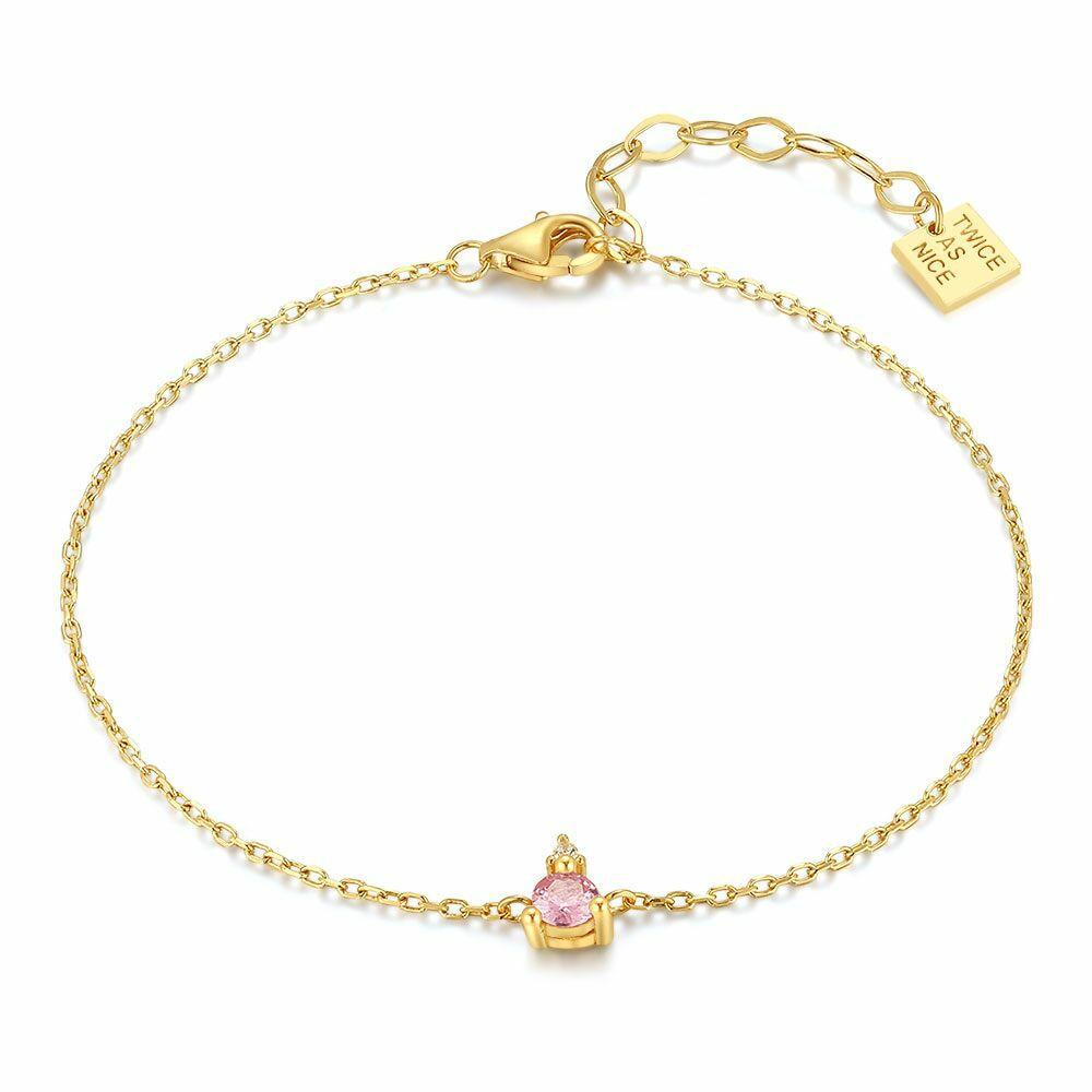 Bracelets | 18Ct Gold Plated Silver Bracelet, Pink And White Bracelets Bracelets