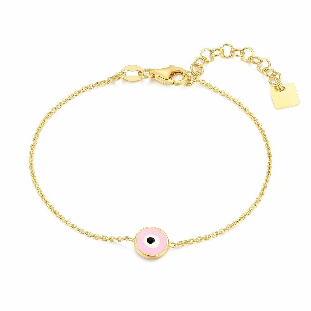 Bracelets | 18Ct Gold Plated Silver Bracelet, Pink Eye Bracelets Bracelets