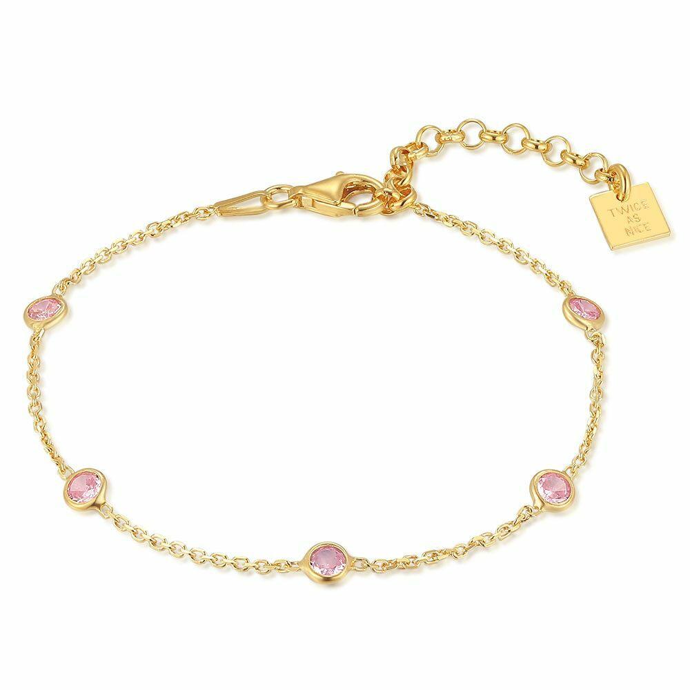 Bracelets | 18Ct Gold Plated Silver Bracelet, Pink Stones Bracelets Bracelets