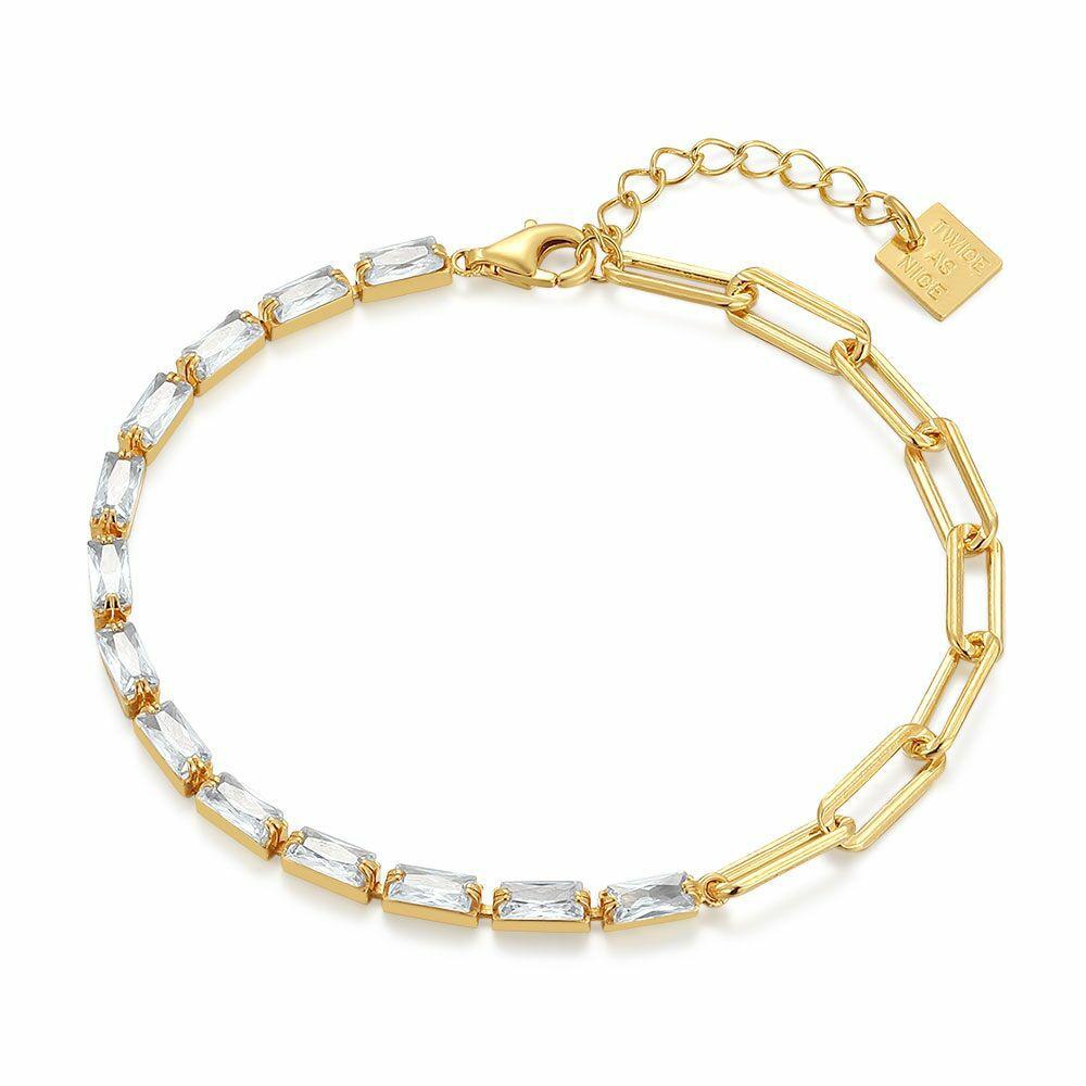 Bracelets | 18Ct Gold Plated Silver Bracelet, Rectangular Stones Bracelets Bracelets