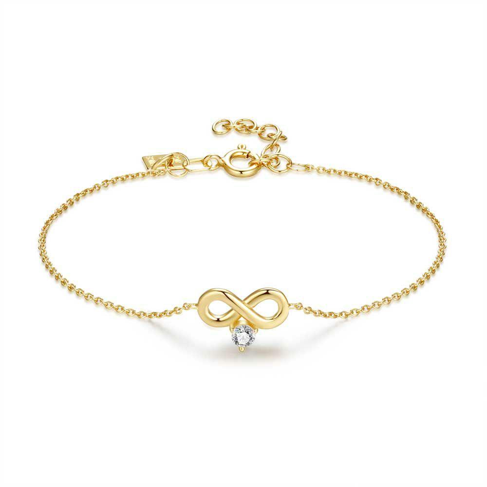 Bracelets | 18Ct Gold Plated Silver Bracelet, Small Infinity With Zirconia Bracelets Bracelets