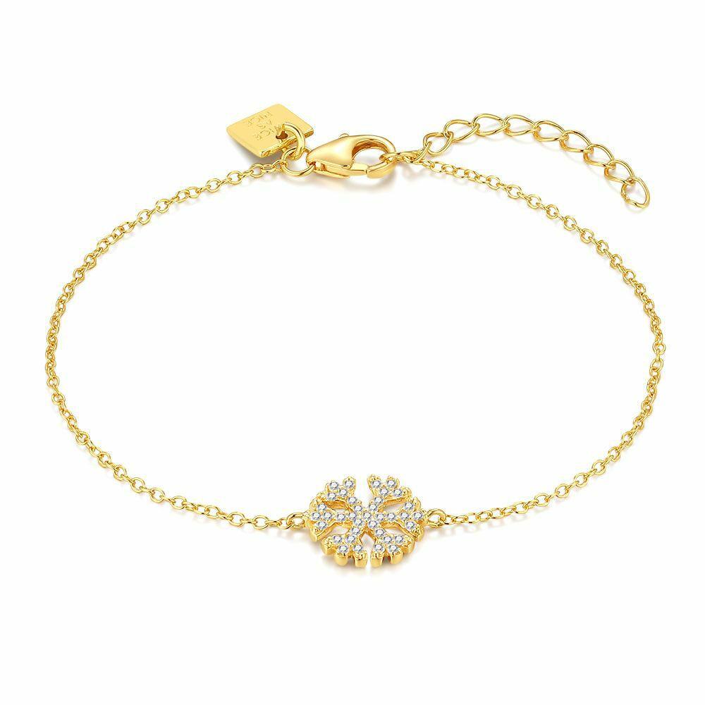 Bracelets | 18Ct Gold Plated Silver Bracelet, Snow Flake Bracelets Bracelets