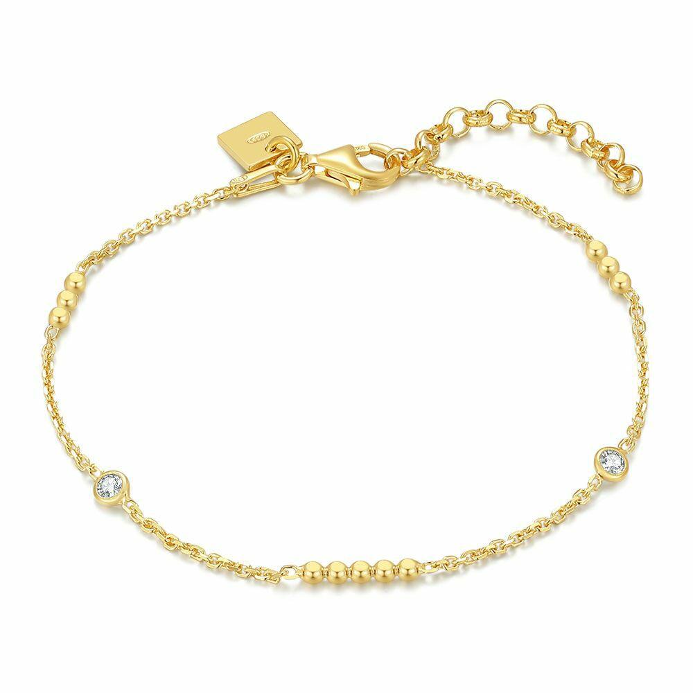 Bracelets | 18Ct Gold Plated Silver Bracelet, Spheres And Stones Bracelets Bracelets