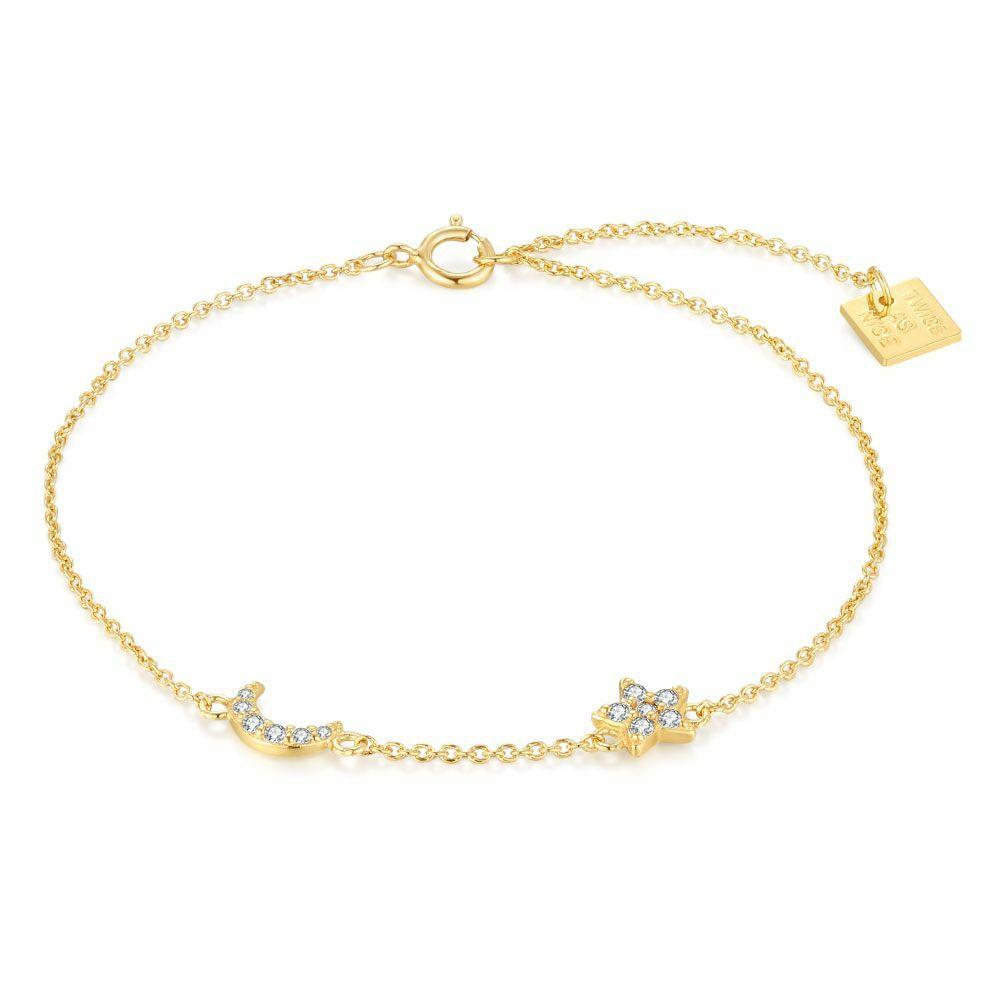 Bracelets | 18Ct Gold Plated Silver Bracelet, Star And Moon Bracelets Bracelets