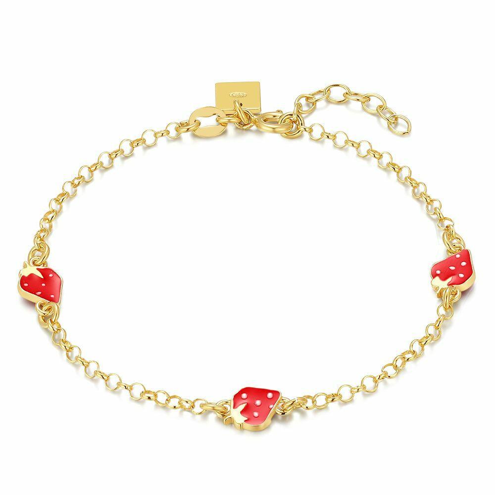 Bracelets | 18Ct Gold Plated Silver Bracelet, Strawberries Bracelets Bracelets